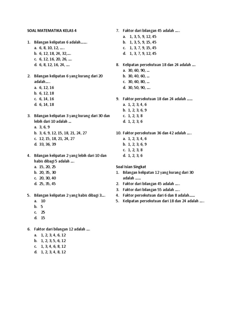 5 Cara Jitu Materi Matematika Soal Kelas 4 SD Kelipatan dan Faktor untuk Siswa Hebat