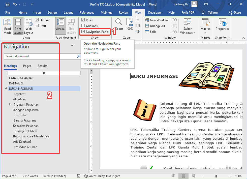 Cara Menggunakan Styles Navigasi di Word Tutorial Pemula TTC
