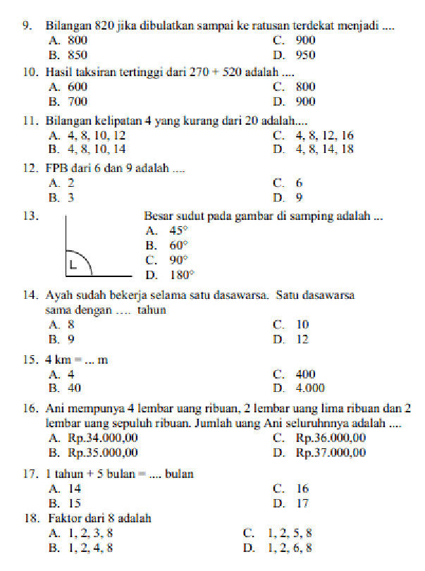 5 Contoh Soal Matematika Kelas 4 Semester 1 yang Wajib Dikuasai Sebelum Ujian