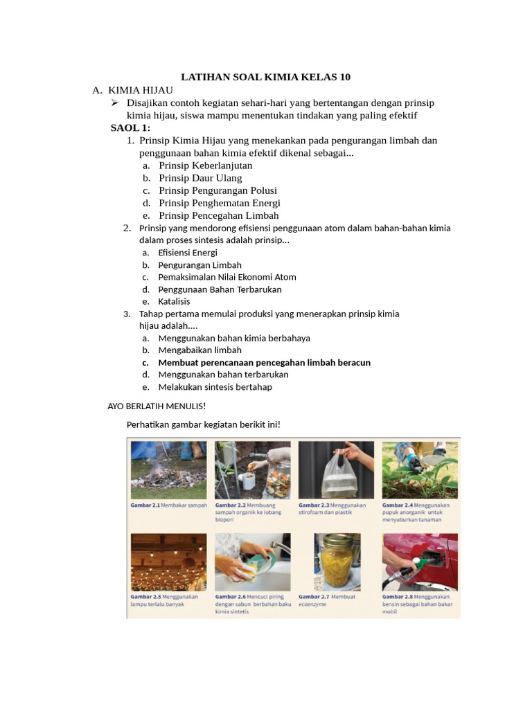 Latihan Kimia Hijau Kelas 10 PDF Latihan Kimia Hijau Kelas 10 PDF