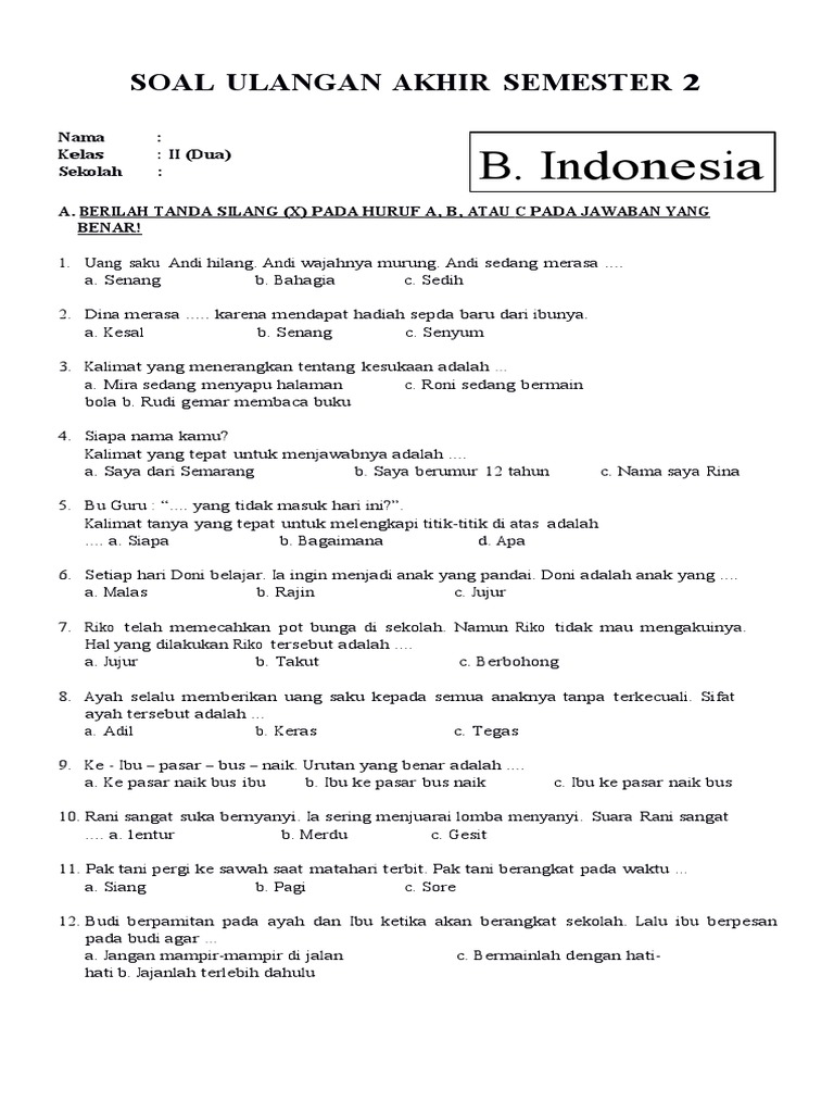 5 Trik Jitu Mengerjakan Latihan Soal Bahasa Indonesia Kelas 2 Semester 2 agar Anak Tembus Nilai 100