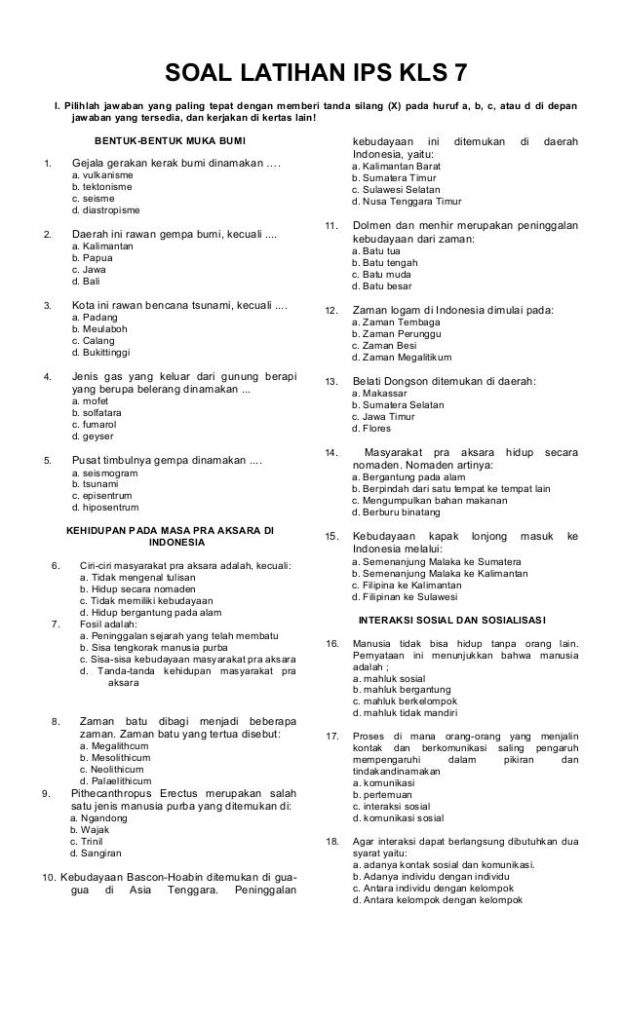 7 Contoh Soal IPS Kelas 7 Semester 2 yang Wajib Kamu Kuasai Sebelum Ujian