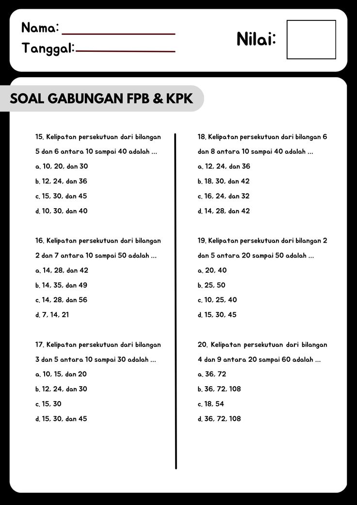 7 Rahasia dowload contoh soal cerita bilangan prima kpk fpb kelas 4 agar Anak Cepat Paham