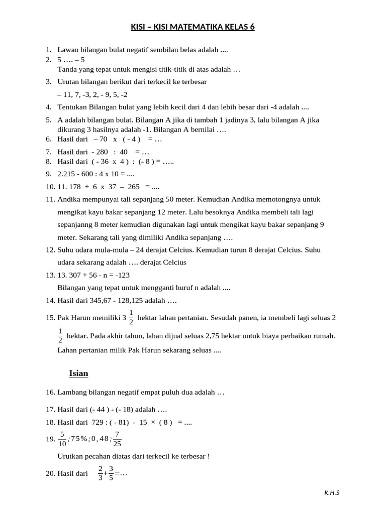 Akhirnya Tersedia! Download Kisi-Kisi Soal Kelas 6 Semester 1 K13 untuk PAS 2026