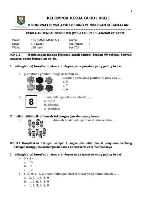 Kisi-kisi Soal PAT Matematika Kelas 3 SD DOCX