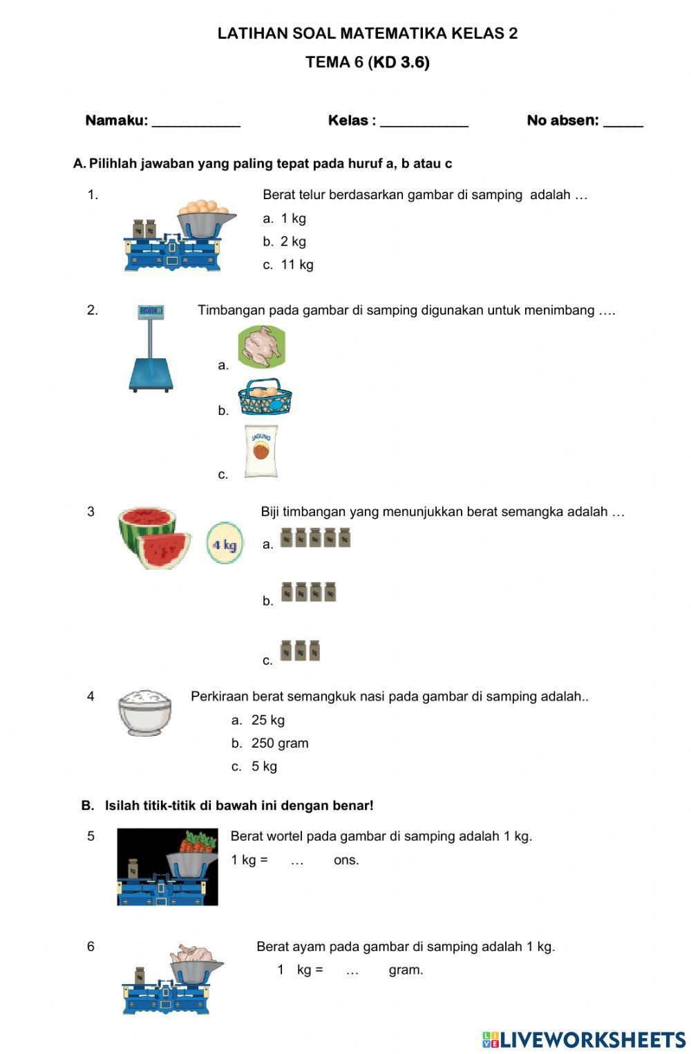 Mtk tema 6 kelas 2 worksheet Math worksheets Math worksheet Math