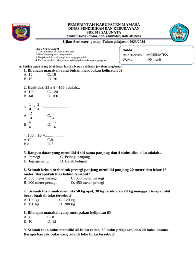 Rahasia Nilai Sempurna Ternyata Ada di latihan soal matematika sd kelas 4 semester 2.pdf Rahasia Nilai Sempurna Ternyata Ada di latihan soal matematika sd kelas 4 semester 2.pdf