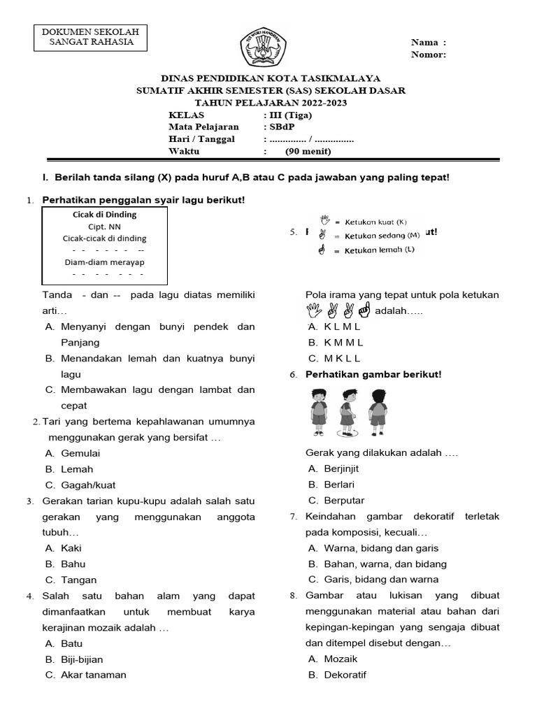 Rahasia Skor Sempurna Kerjakan Soal SBDP Kelas 3 Kurikulum 2013 Semester 2 Terbaru