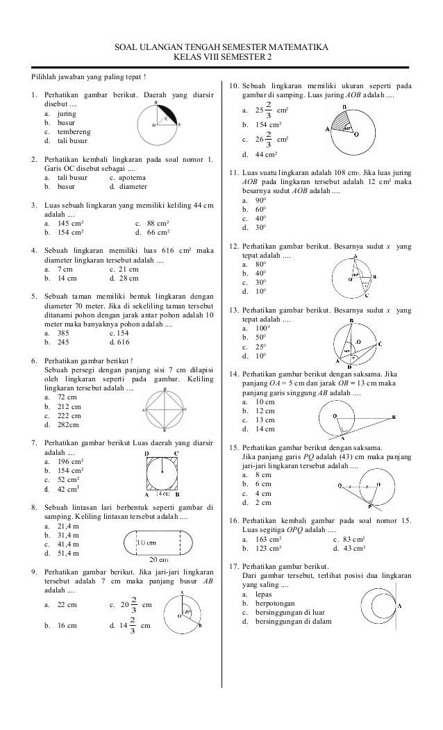 Rahasia Skor Tinggi Lewat Latihan Soal Matematika SMP Kelas 8 Semester 2 Lingkaran Rahasia Skor Tinggi Lewat Latihan Soal Matematika SMP Kelas 8 Semester 2 Lingkaran