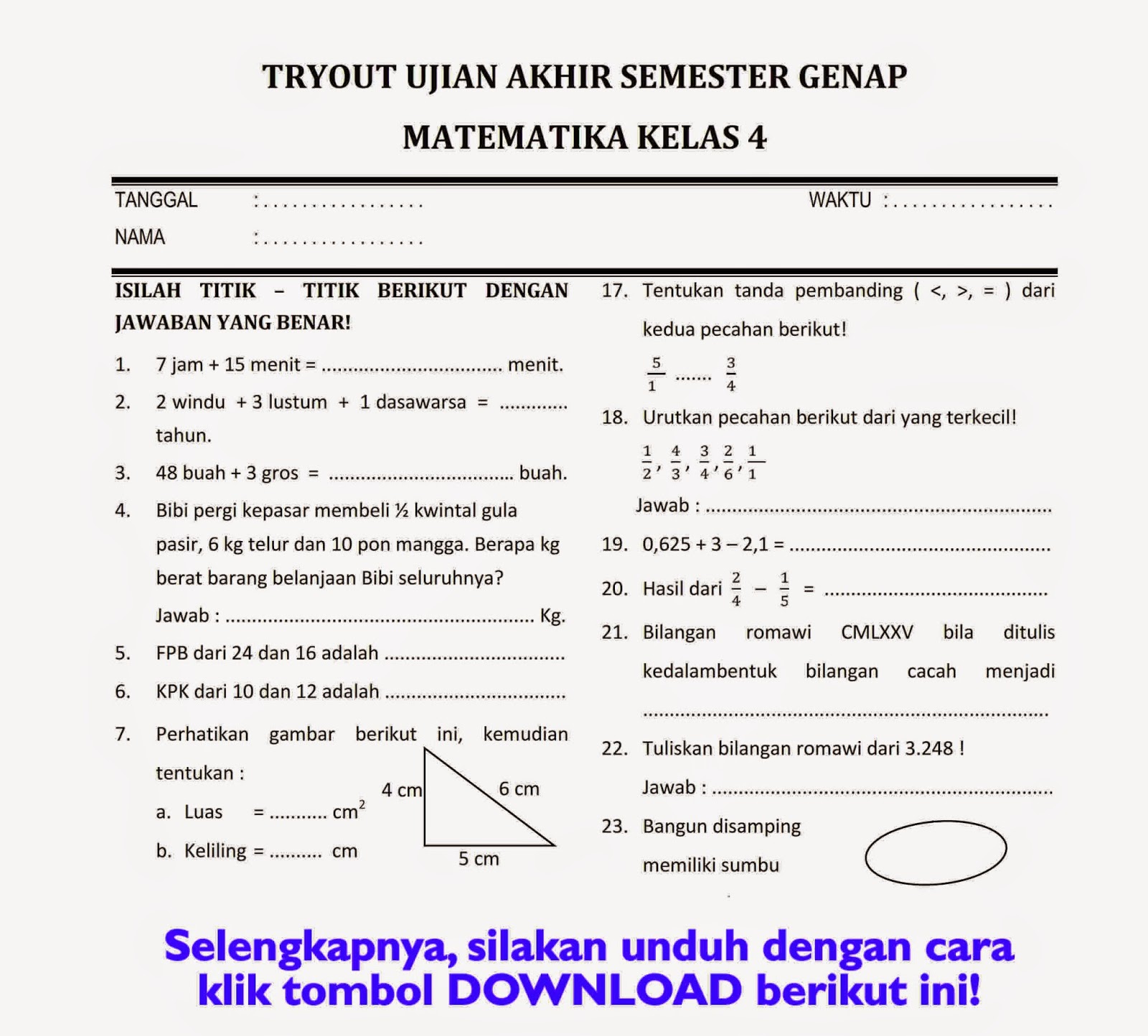 Rahasia kuasai materi dan soal matematika kelas 4 sd semester 2 lewat 3 metode terbukti Rahasia kuasai materi dan soal matematika kelas 4 sd semester 2 lewat 3 metode terbukti