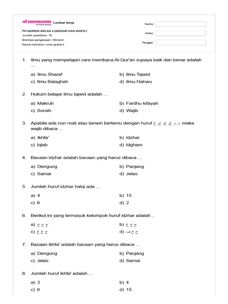 Raih materi hukum tajwid kelas 4 semester 2 dan contoh soal dalam 3 Langkah Praktis