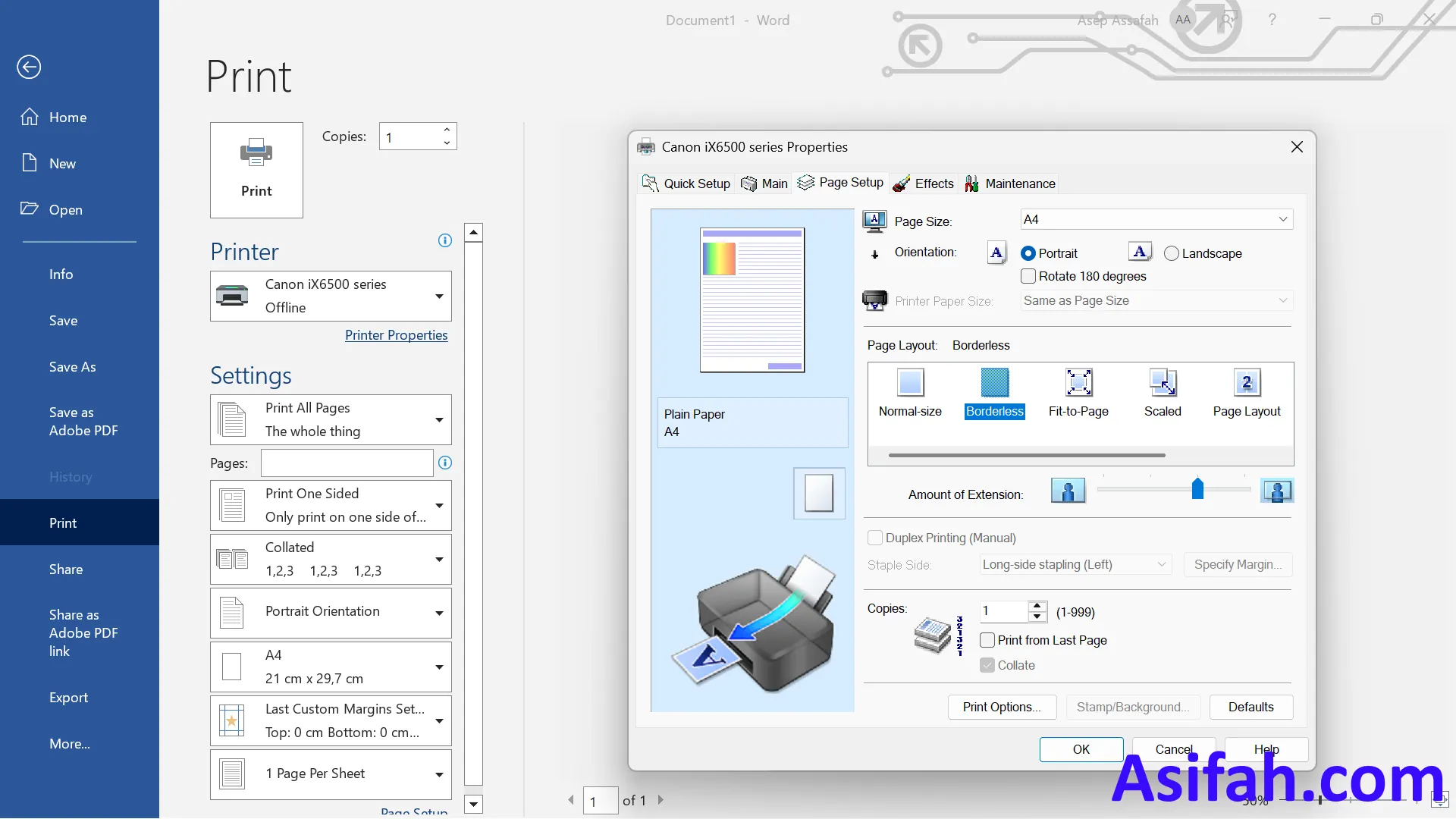 Cara Print Gambar Full Kertas di Word Tanpa Garis Putih