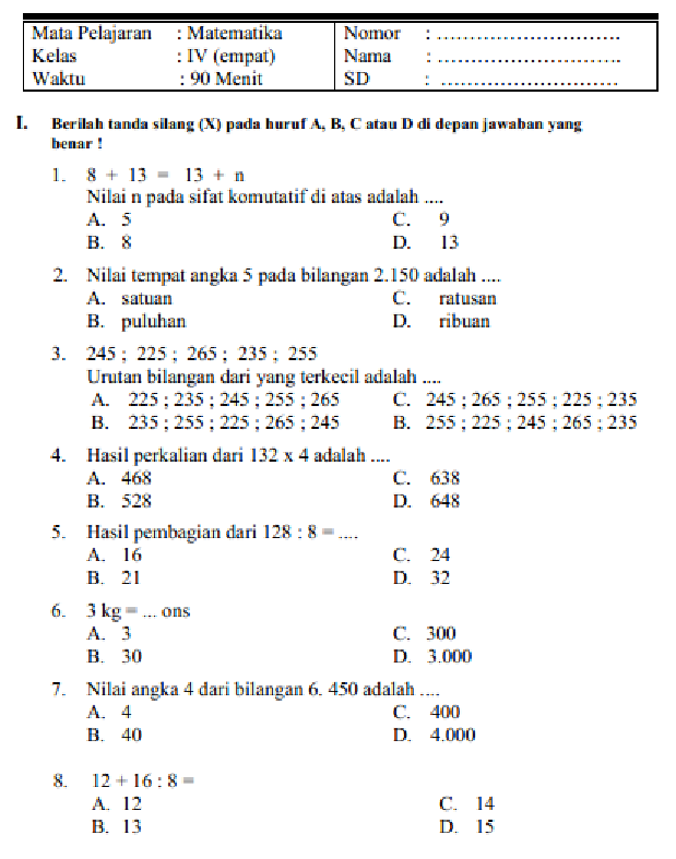 Ternyata Ini 10 Soal Matematika Kelas 4 Semester 2 dan Kunci Jawaban