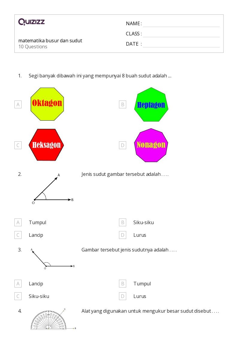 50 lembar kerja Mengukur Sudut untuk Kelas 3 di Quizizz Gratis 50 lembar kerja Mengukur Sudut untuk Kelas 3 di Quizizz Gratis