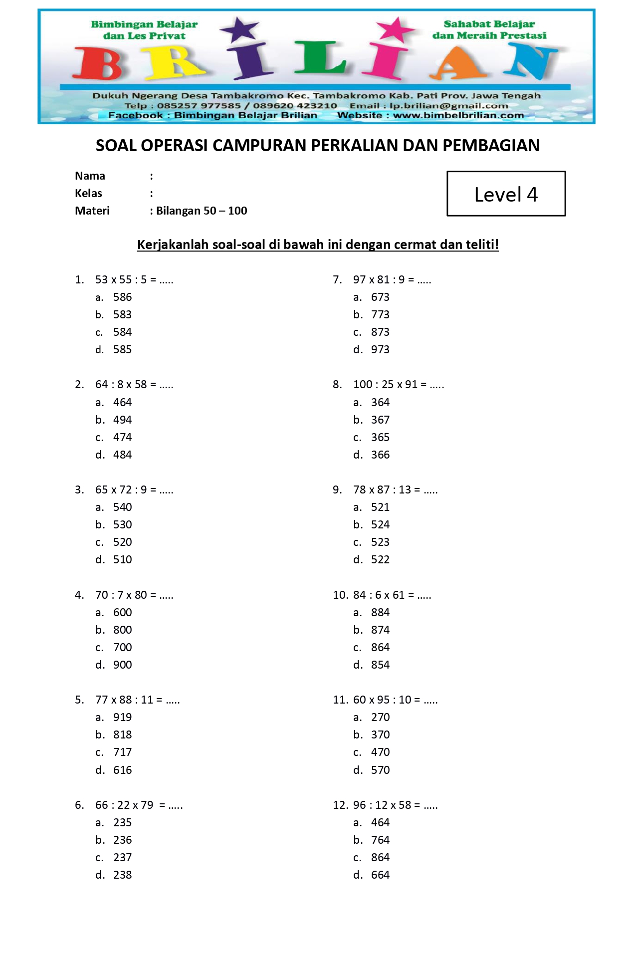 Soal Matematika Kelas 4 Pembagian - Piffle me Soal Matematika Kelas 4 Pembagian - Piffle me