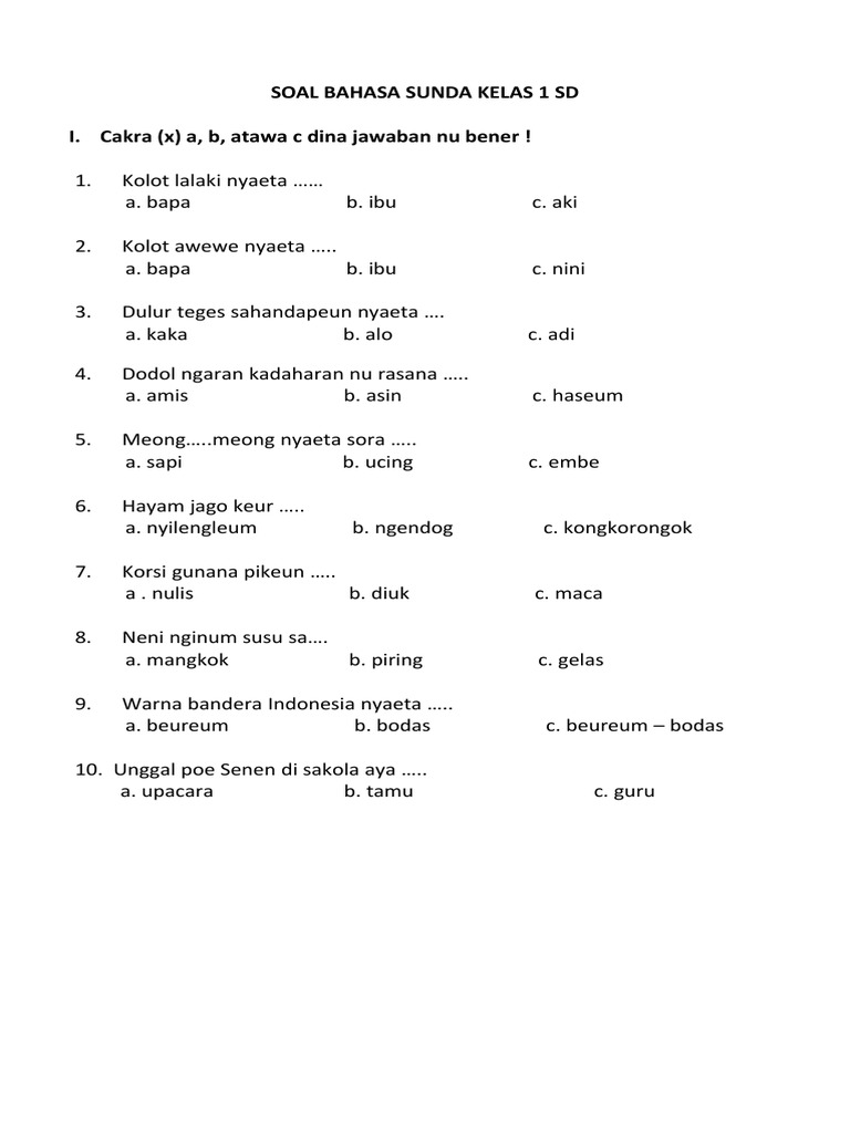 Ternyata Ini Soal PTS Bahasa Sunda Kelas 4 Semester 1 yang Paling Sering Keluar 2026